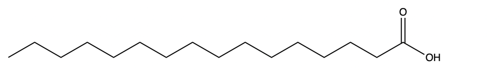 Line-angle formula of stearic acid, a saturated fatty acid.