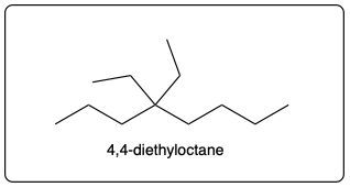 Bond-line structure of 4,4-diethyloctane with its name labeled.