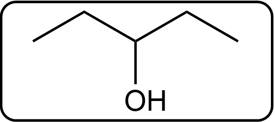 Skeletal structure of CH3CH(OH)CH2CH2CH3 with hydroxyl group highlighted.