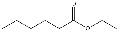 Structure of ethyl hexanoate, highlighting the ester bond.