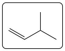 Line-angle formula of an alkene product with a double bond in the structure.