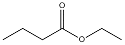 Structure of the ester formed from butyric acid and methyl alcohol.