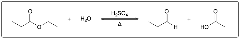 Visual representation of the reactants and products in the hydrolysis of propyl acetate.