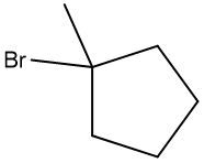 Structure of bromocyclopentene, a five-membered ring with one double bond and a bromine substituent.