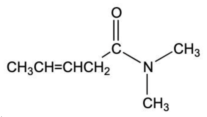 Chemical structure showing an amide functional group with a carbonyl bonded to a nitrogen and an alkene side chain.