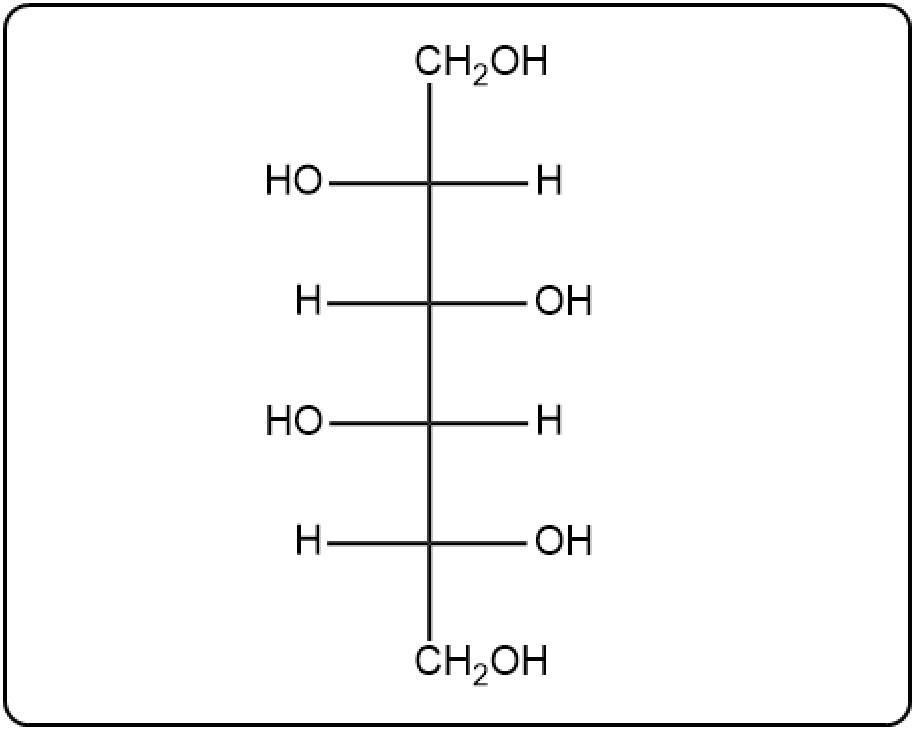 Fischer projection of reduced D-sorbose at C2.