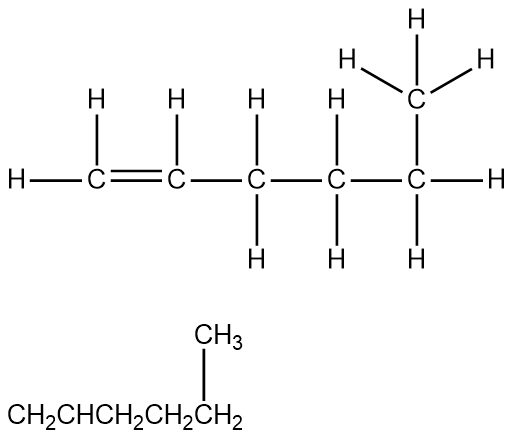 Lewis structure and condensed formula of the same organic compound.