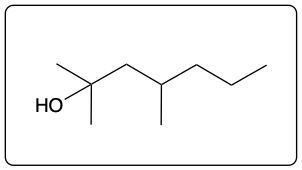 Chemical structure of 4,6-dimethylheptan-2-ol with hydroxyl group.