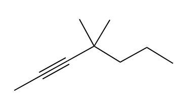 Chemical structure of an alkyne for hydrogenation reaction in organic chemistry.