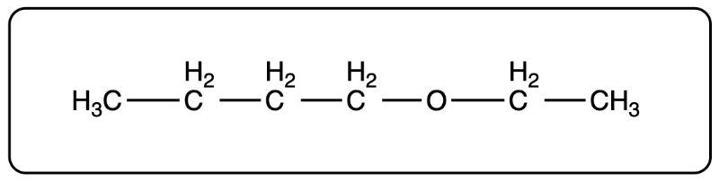 A different view of the condensed structural formula for butyl ethyl ether.