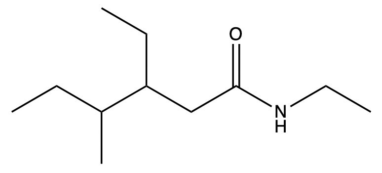 Alternative view of N,3-diethyl-4-methylhexanamide structure.