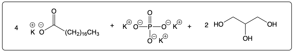 Illustration of triacylglycerol hydrolysis, depicting ester bond cleavage and product formation.