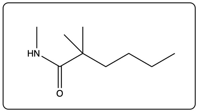 Structure of an amide with a branched chain, illustrating the amine and carbonyl groups.