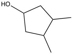 Chemical structure of an alcohol with a hydroxyl group, relevant to hydration reactions.