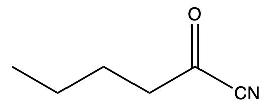 Structure of N-cyanopentanamide with a cyano group (CN) attached to the carbonyl carbon.