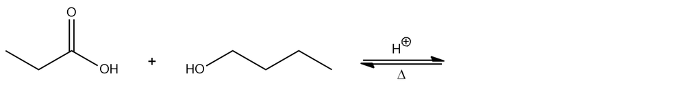 Chemical reaction showing esterification with reactants and conditions.