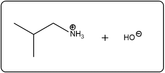 Reaction of an ammonium ion and hydroxide, illustrating amine reactions in chapter 17.