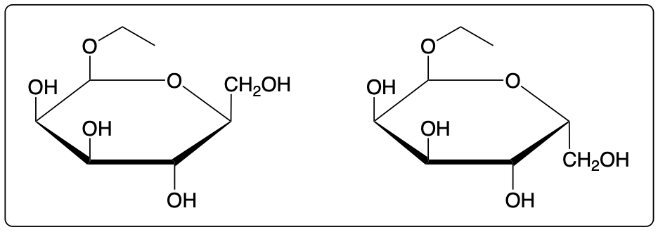 Chemical reaction diagram illustrating glycosidic linkage formation.