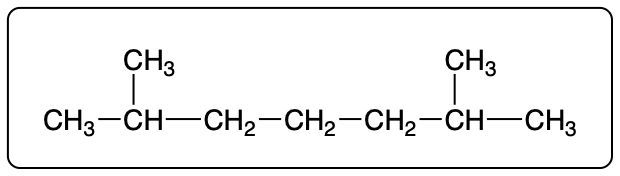 Product structure of a hydrogenated alkene with two CH3 groups.