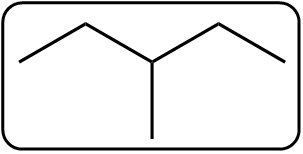 Skeletal formula of a cycloalkane with two branches.