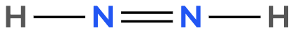 Lewis dot structure of diazene (N2H2) showing single and double bonds between nitrogen and hydrogen atoms.