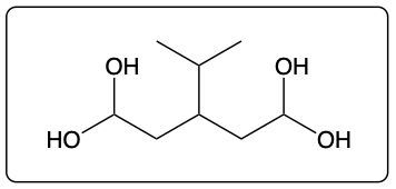 Chemical structure of 4-isopropylheptane-2,6-diol with three hydroxyl groups.