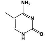 Chemical structure of cytosine, a nitrogenous base in nucleic acids.