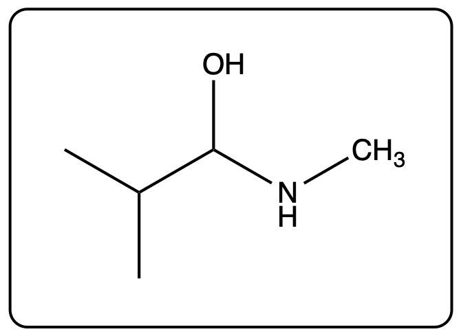 Structure of isobutyric acid with an amine group attached.