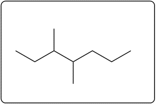 Skeletal formula of 3,4-diethylheptane illustrating another variation of the structure.