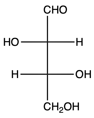 Fischer projection of D-erythrose.