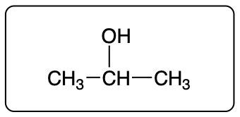 Condensed structural formula of isopropanol, an alcohol product.