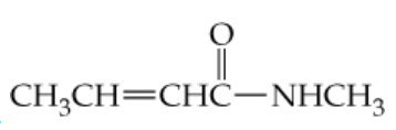 Chemical structure of an amide with a double bond, showing the molecular formula and functional groups.