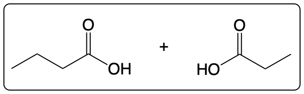 Line-angle structure of the product from the ester hydrolysis reaction.