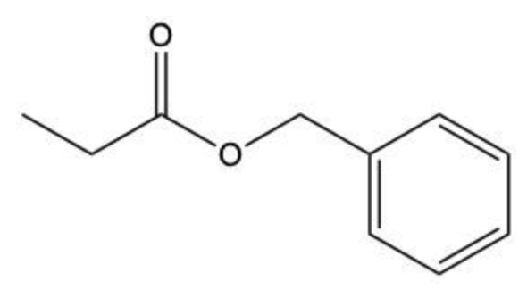 Structural formula of phenyl propanoate showing a propanoate group bonded to a phenyl ring via an oxygen atom.