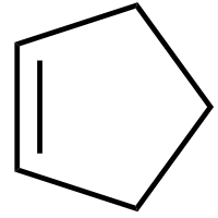 Chemical structure of a cycloalkene, relevant to hydrocarbons in Chapter 13 of the gob course.