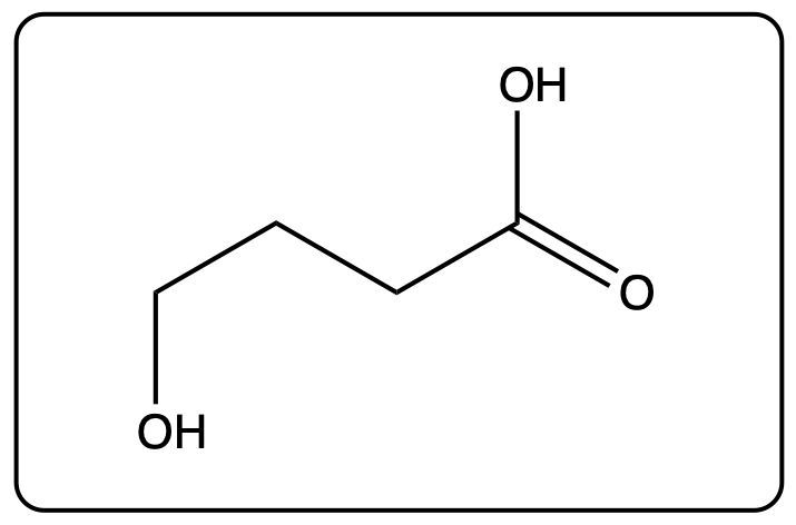 Structure of a carboxylic acid with two hydroxyl groups and a carbonyl group.