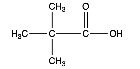 Condensed structural formula of propanoic acid with two chlorine atoms.