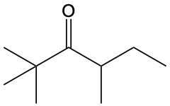 Another representation of 2,4-dimethyl-3-pentanone's chemical structure, highlighting carbon and oxygen.