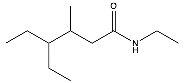 Another representation of N,3-diethyl-4-methylhexanamide structure.