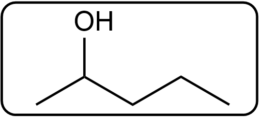 Skeletal structure of CH3CH(OH)CH2CH2CH3 with hydroxyl group positioned differently.