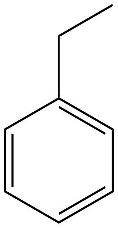 Structural formula of a mono-substituted benzene compound.