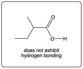 Structure of ethyl propionate showing no hydrogen bonding.