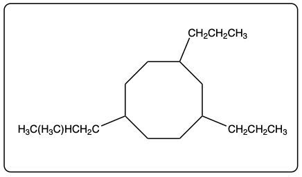 Another view of 1-isopropyl-3,6-dipropylcyclooctane showing its structure and substituents.