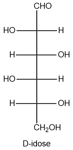 Fischer projection of D-idose for reference in drawing L-idose structure.