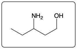 Structure of 1-aminopentan-2-ol with amine and alcohol functional groups.