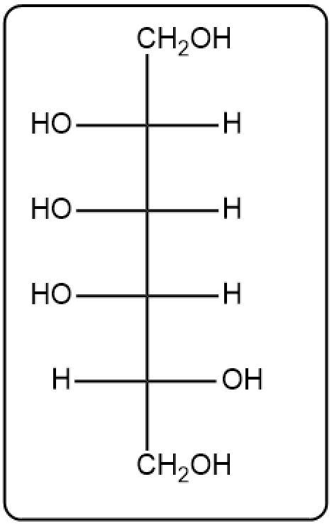 Fischer projection of D-mannitol, a sugar alcohol with hydroxyl groups.