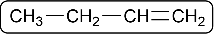 Condensed structural formula: CH₃−CH₂−CH=CH₂.