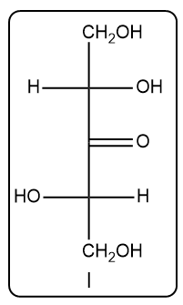 Fischer projection of carbohydrate structure I, showing a ketone group.