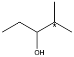 Molecule with one chiral center marked with an asterisk for identification.