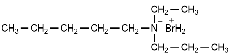 Condensed structural formula of N-ethyl-N-propylpentylammonium bromide.